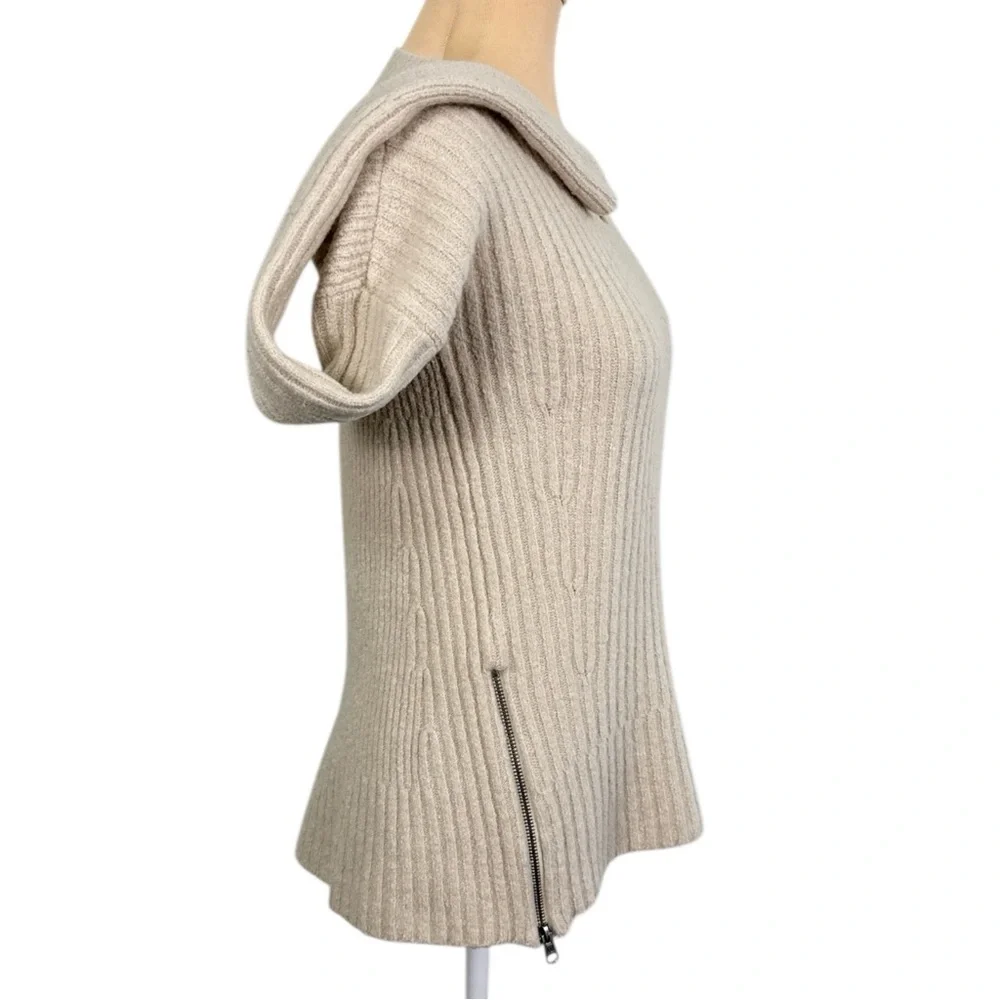 Vintage Abercrombie & Fitch Cream Ribbed Pullover Sweater Side Zippers Sz XS Y2K